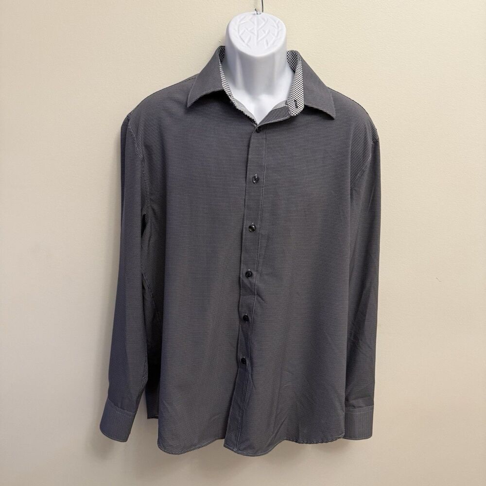 CON.STRUCT Men's Large Slim Fit 4-Way Stretch Performance Dress Shirt Black